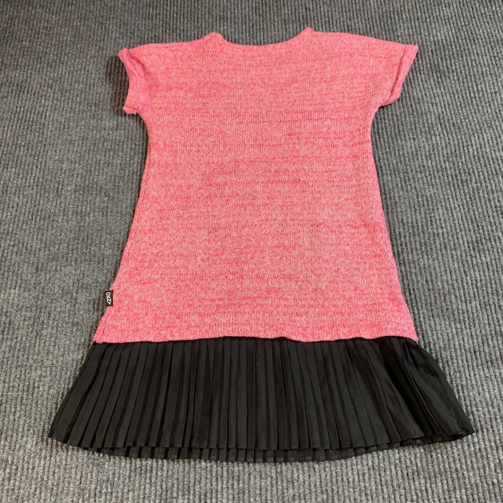 DKNY Sweater Dress Girls Medium Pink Short Sleeve Spell Out Cotton Blend Flare - Picture 11 of 14